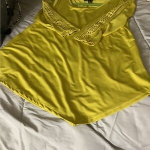 Zac & Rachel Vibrant Yellow Blouse with Lace Detail